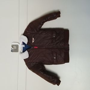 Boy's Little Me bomber jacket size 4T brown and white